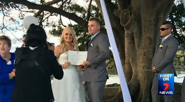 The couple are hoping to have a proper celebration at some point in the future. Photo: 7 News/Supplied