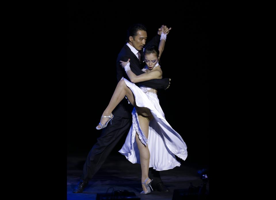 Japan's Genta Nakazawa, left, and Manabu Kato compete during the 2012 Tango Dance World Cup stage finals in Buenos Aires on Aug. 28, 2012.
