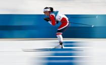 <p>Marit Bjoergen, of Norway, competes during the women’s 10km freestyle cross-country skiing competition at the 2018 Winter Olympics in Pyeongchang, South Korea, Thursday, Feb. 15, 2018. (AP Photo/Matthias Schrader) </p>