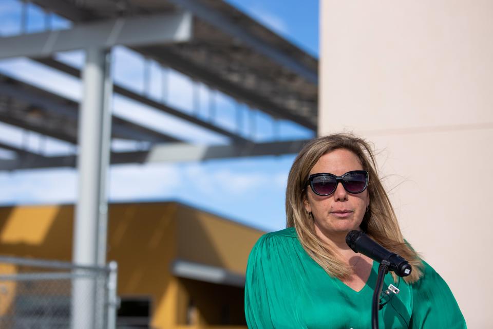 City Councilor Becky Corran speaks during the Animal Services Center of the Mesilla Valley grand opening on Thursday, Dec. 7, 2023, at the center.