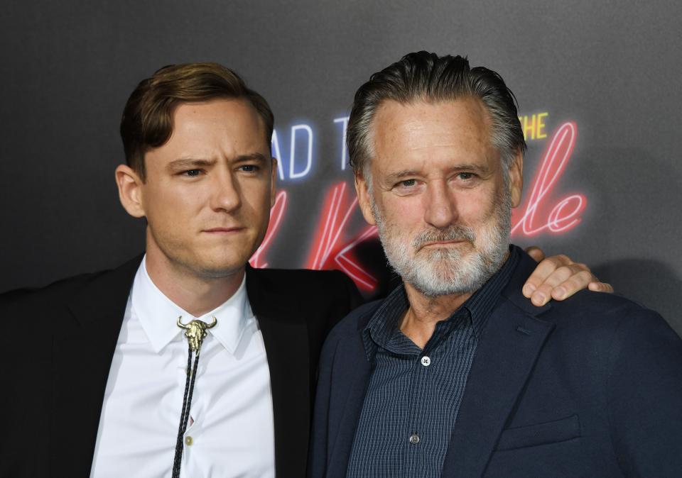 Actors Lewis Pullman and Bill Pullman arrive for the premiere of 20th Century FOX's Bad Time at the El Royale at the TCL Chinese Theater in Hollywood, California on September 22, 2018. (Photo by Mark RALSTON / AFP) (Photo credit should read MARK RALSTON /AFP via Getty Images)