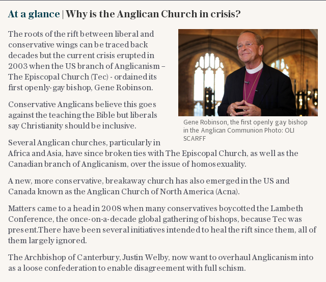 At a glance | Why is the Anglican Church in crisis?