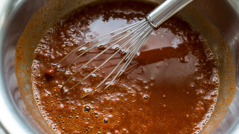Whisking in a thick gravy