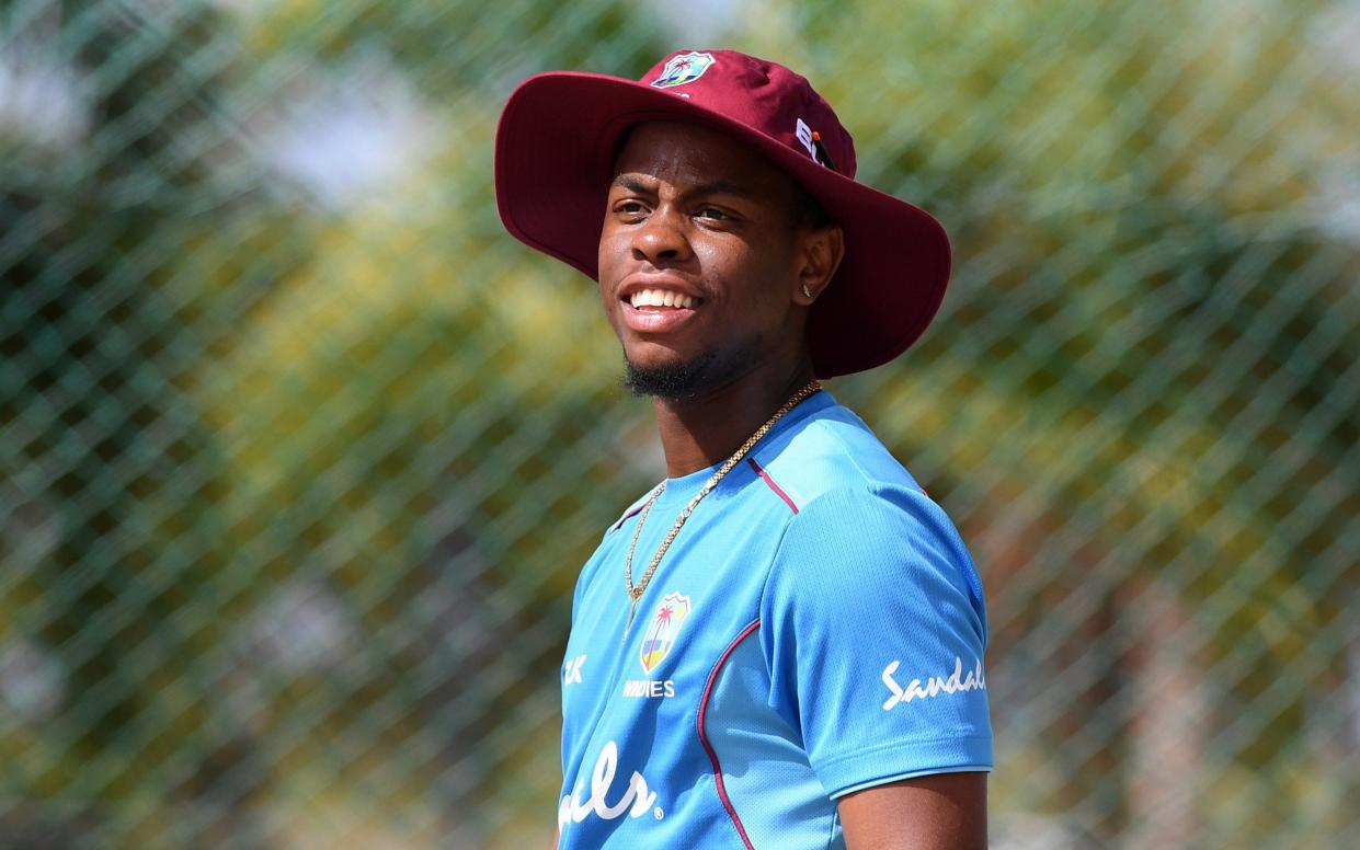 Shimron Hetmyer of West Indies during a net session at Sir Vivian Richards Stadium in Jan 2019 - Shaun Botterill/Getty Images