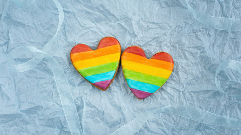 rainbow pride heart cookies 