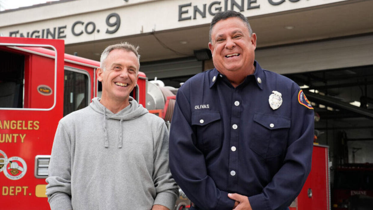  David Eigenberg and Capt. Dan Olivas for LA Fire & Rescue 