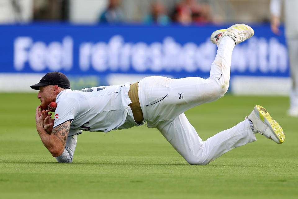 Ben Stokes drops a catch at the Edgbaston.