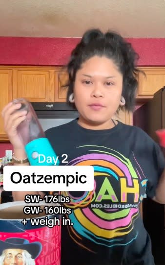 Renita says her OatZempic regimen has helped her lose four pounds in five days. TikTok/withlove.renita