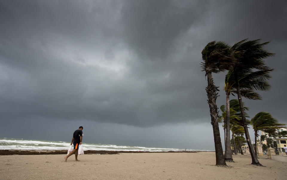 <em>Irma approaching – storms arrived in Florida as Hurricane Irma hit the Sunshine State (Pictures: AP)</em>