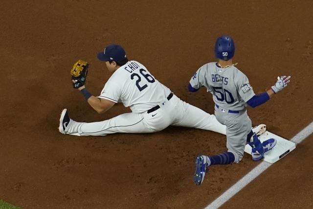 Washington, United States. 08th Sep, 2020. Tampa Bay Rays first baseman  Ji-Man Choi adjust his hat as he plays first base against Washington  Nationals in the first inning at Nationals Park in