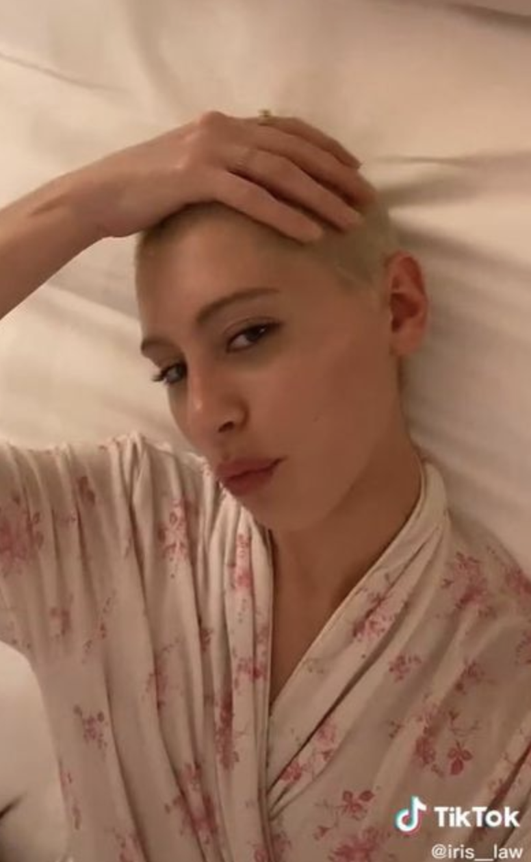 Iris Law reveals a new bleached-blonde crew cut.