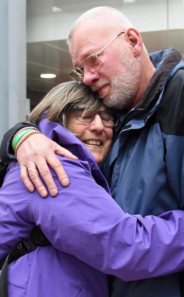Tony Beckett (R) and Mary Dunstan were finally reunited after 45 years apart. Newsquest / SWNS