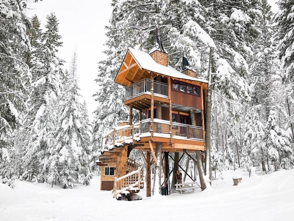 <p>Take your fantasy of living in a cabin in the woods to new heights with a stay at this stunning, two-story treehouse retreat at the gateway to Glacier National Park in Montana. The <a href="https://www.housebeautiful.com/lifestyle/g18567997/best-winter-vacations-america/" rel="nofollow noopener" target="_blank" data-ylk="slk:wintry getaway;elm:context_link;itc:0;sec:content-canvas" class="link ">wintry getaway</a> is ideal for outdoor adventurers, and the spacious digs welcome you back from a day of activity with a full kitchen and bathroom.</p><p><a class="link " href="https://www.airbnb.com/rooms/18627194" rel="nofollow noopener" target="_blank" data-ylk="slk:BOOK NOW;elm:context_link;itc:0;sec:content-canvas">BOOK NOW</a> <strong><em>Montana Treehouse Retreat</em></strong><br></p>