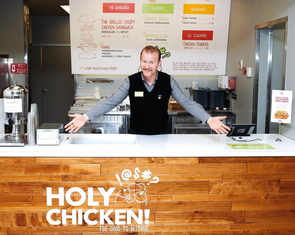 Morgan Spurlock attends the grand opening of his Holy Chicken restaurant in Columbus, Ohio on November 19, 2016.