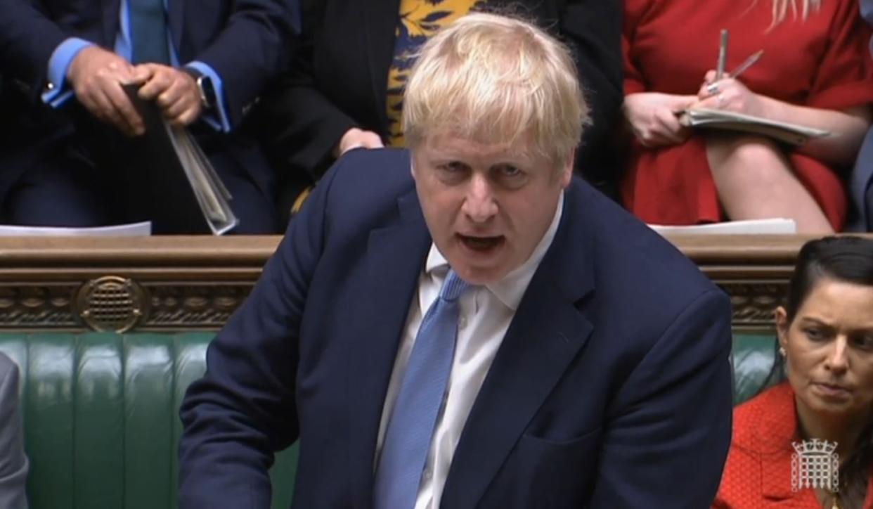 Prime Minister Boris Johnson delivers a statement to MPs in the House of Commons on the Sue Gray report. Picture date: Monday January 31, 2022.