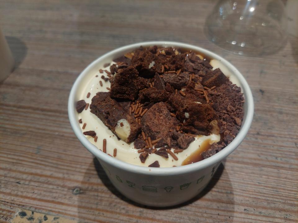 A sticky toffee pudding flavored frozen custard dessert from Shake Shack