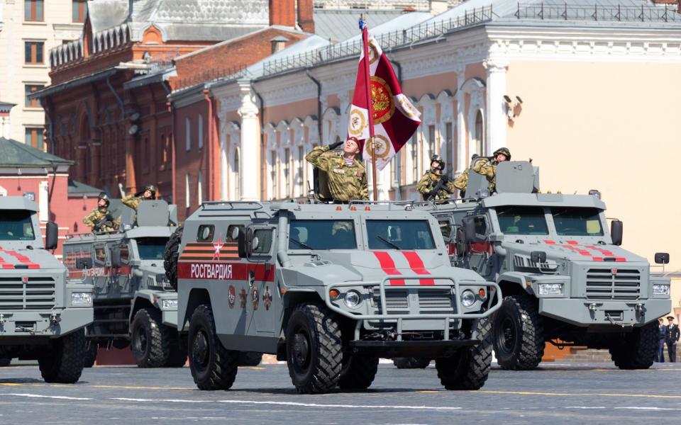 Tigr [Tiger] armoured vehicles of the Russian National Guard, similar to those thought to have been given to the Wagner Group, in Moscow's Red Square. May 7, 2019. - Alexei Yereshko/TASS