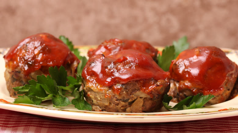 Plate of meatloaf muffins