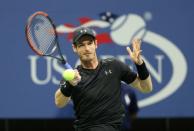 Aug 30, 2016; New York, NY, USA; Andy Murray of Great Britain returns a shot against Lukas Rosol of Czech Republic on day two of the 2016 U.S. Open tennis tournament at USTA Billie Jean King National Tennis Center. Jerry Lai-USA TODAY Sports