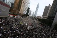 Protesters demonstrate against a proposed extradition bill in Hong Kong