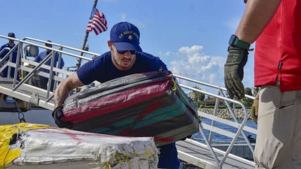 PHOTO: Coast Guard offloads more than $475 million in illegal narcotics in Miami. (CPO Stephen Lehmann)