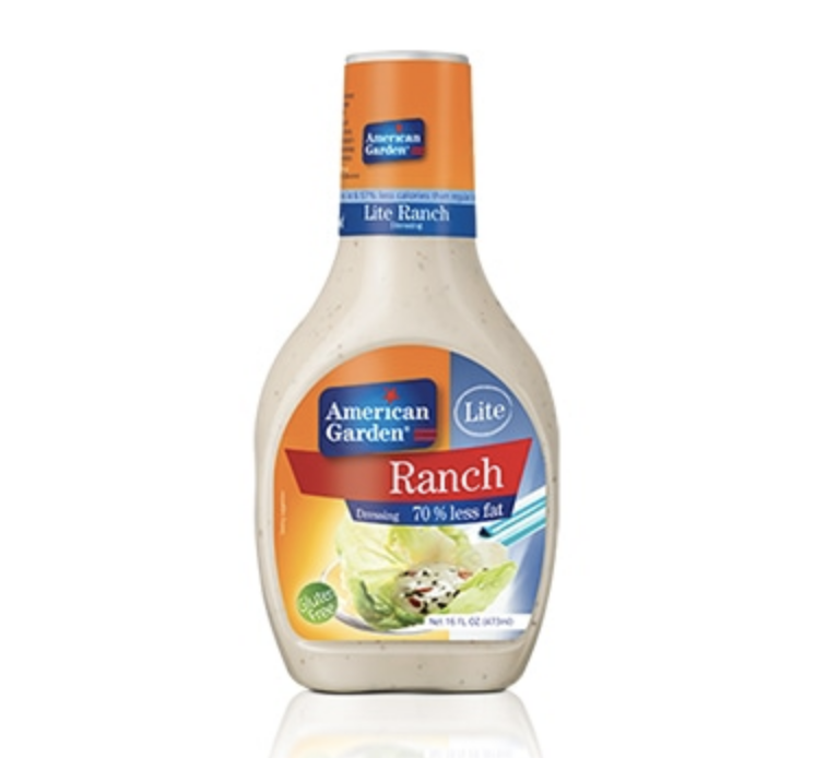 A bottle of American Garden ranch dressing