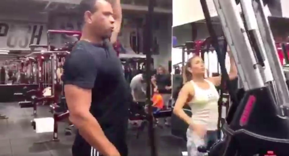 The couple that works out together, stays together … or something. (Screenshot via @ARod)