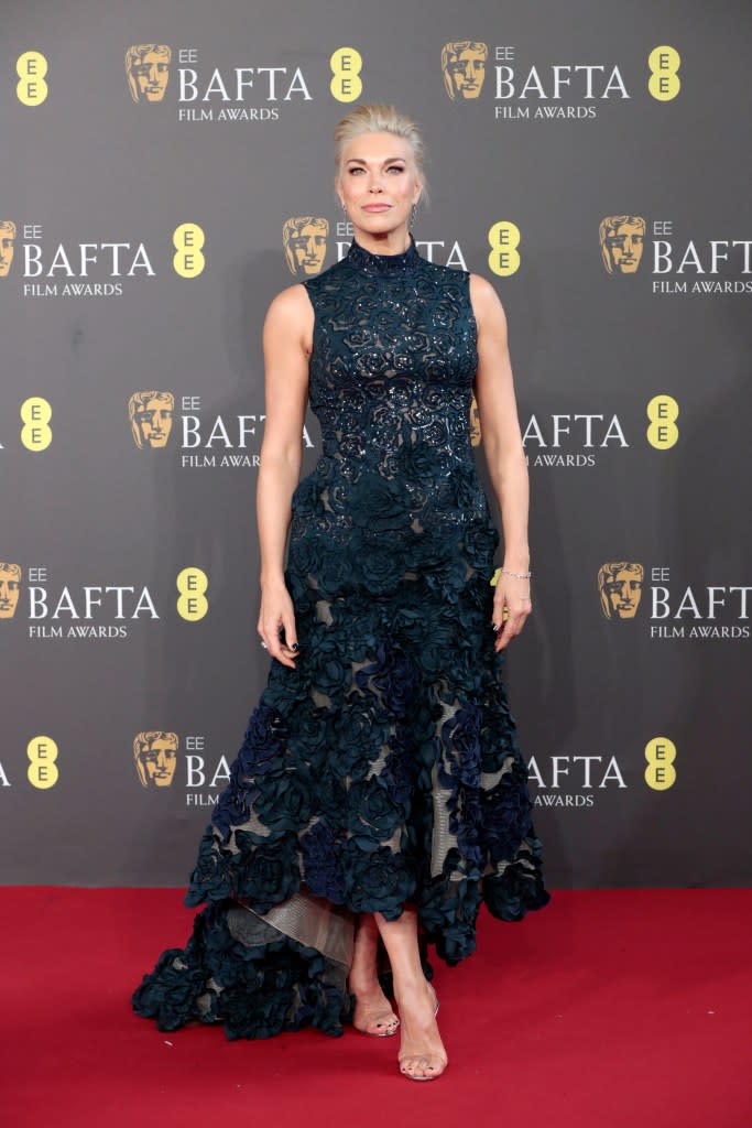 Hannah Waddingham attends the 2024 EE BAFTA Film Awards at The Royal Festival Hall on February 18, 2024 in London, England.