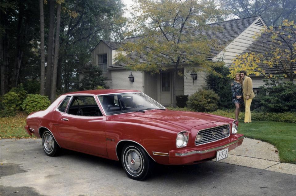 <p>Ford took enthusiasts by surprise with the Mustang II. Based on an evolution of the platform found under the <strong>Pinto</strong>, it was <strong>13 inches </strong>shorter than its direct predecessor and <strong>7 inches</strong> shorter than the 1964 original. The changes under the bonnet were equally drastic; the entry-level engine was a four-cylinder that mustered only <strong>85bhp</strong> and the most powerful Mustang II offered a <strong>108bhp V6</strong>. The V8 vanished.</p><p>Purists yelled “say it ain’t so!” but the market responded favourably to these dramatic changes. Ford sold <strong>338,136 units</strong> by the end of the 1974 model year compared to <strong>193,129 examples</strong> of the big-bodied car during the previous model year.</p>