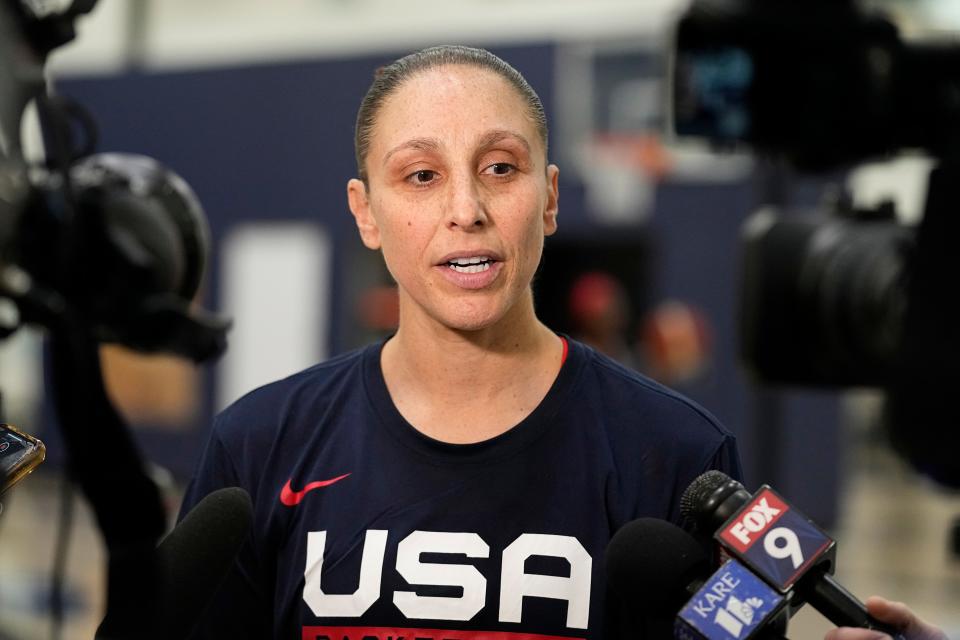 Diana Taurasi speaks to the media during a minicamp for the U.S women's national basketball team on Feb. 7.