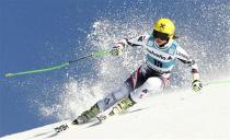 Anna Fenninger of Austria speeds down in the women's Super G competition during the FIS Alpine Skiing World Cup finals in the Swiss ski resort of Lenzerheide March 13, 2014. REUTERS/Ruben Sprich