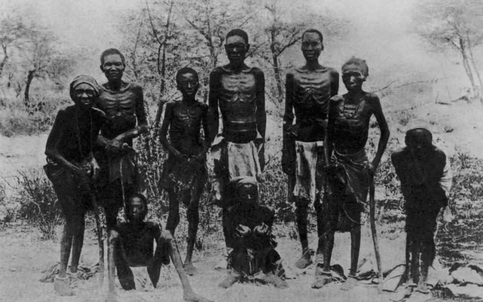 Group of starving herero survivors returning after being driven into the desert of Omaheke in German South West Africa By The Germans. (Photo by Fotosearch/Getty Images). - Fotosearch/Archive Photos