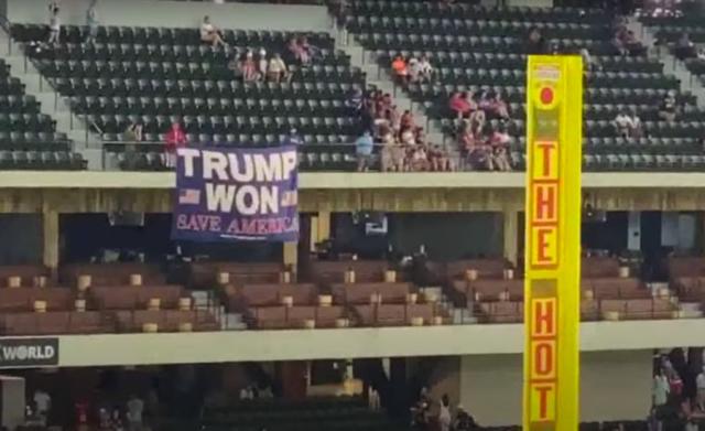 Trump won' flag removed from stands at Texas Rangers game