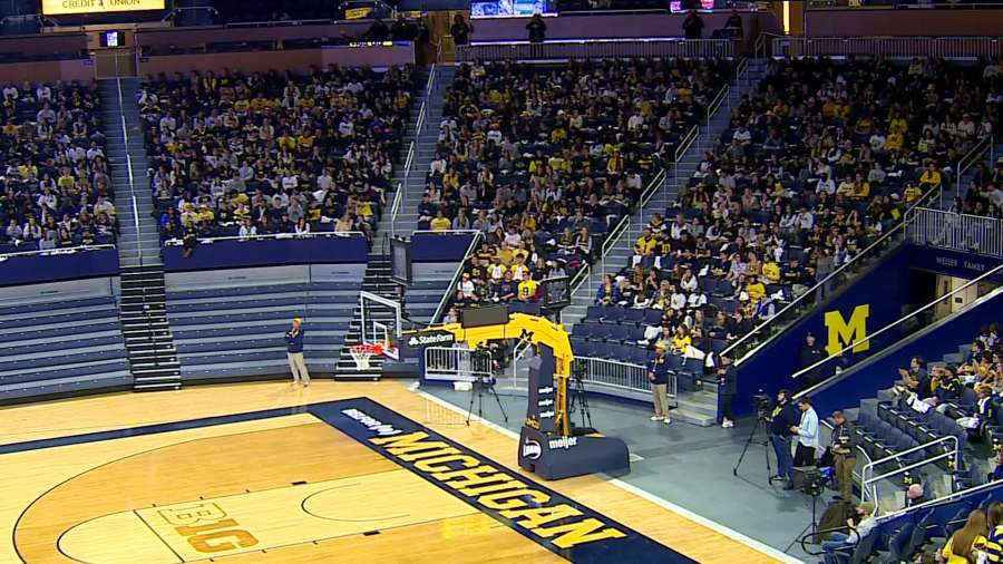 Student watch party at the Crisler Center at the University of Michigan during the National Championship game in Houston. (Jan. 8, 2024)