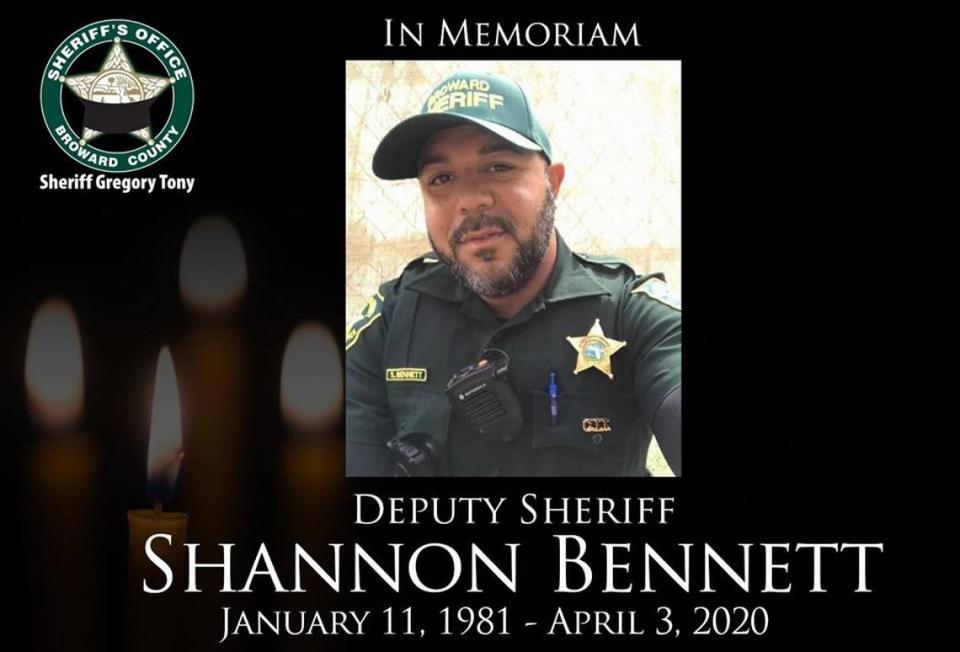 Broward Sheriff Deputy Shannon Bennett died of the coronavirus while on duty, the department said. He was 39.