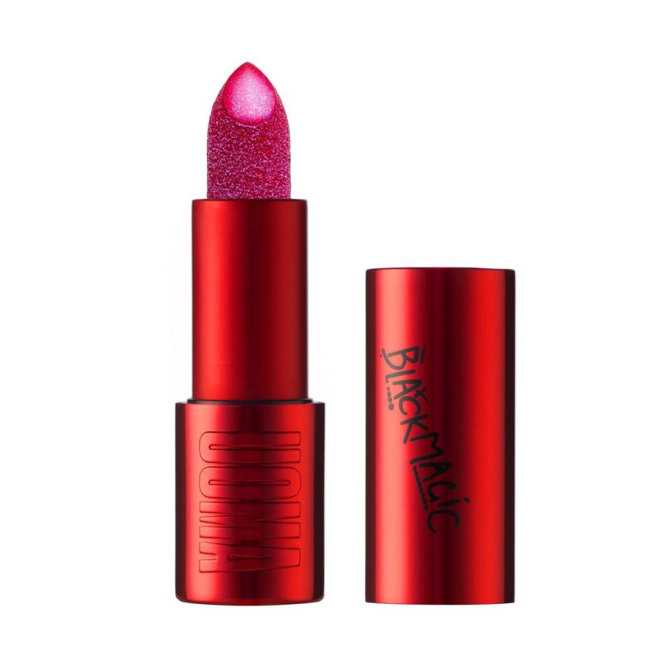 <p><a href="https://uomabeauty.com/products/black-magic-carnival-lipstick?variant=32158729338979" rel="nofollow noopener" target="_blank" data-ylk="slk:Shop Now;elm:context_link;itc:0;sec:content-canvas" class="link ">Shop Now</a></p><p>Black Magic Carnival Metallic Lipstick in Trinidad</p><p>uomabeauty.com</p><p>$26.00</p>