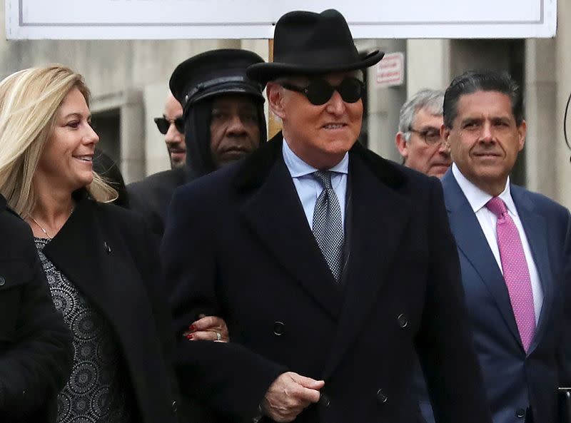 FILE PHOTO: Roger Stone, longtime adviser to U.S. President Donald Trump, arrives at the federal courthouse where he is set to be sentenced, in Washington