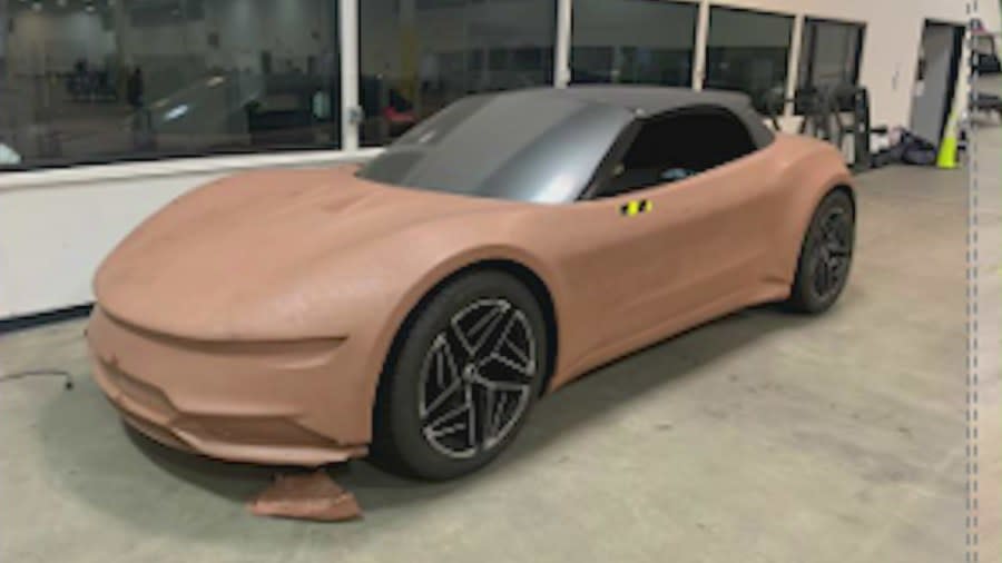 A full-size clay model of a vehicle was left behind along with auto parts, office equipment, trash and possible hazardous materials at Fisker Automotive's former Orange County headquarters. (The United States Bankruptcy Court For The District Of Delaware)