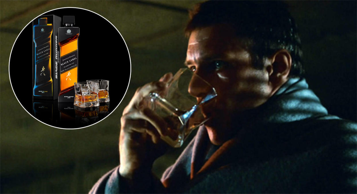 Harrison Ford’s Rick Deckard sipping Johnnie Walker in Ridley Scott’s ‘Blade Runner’ (Alcon Entertainment/Johnnie Walker)