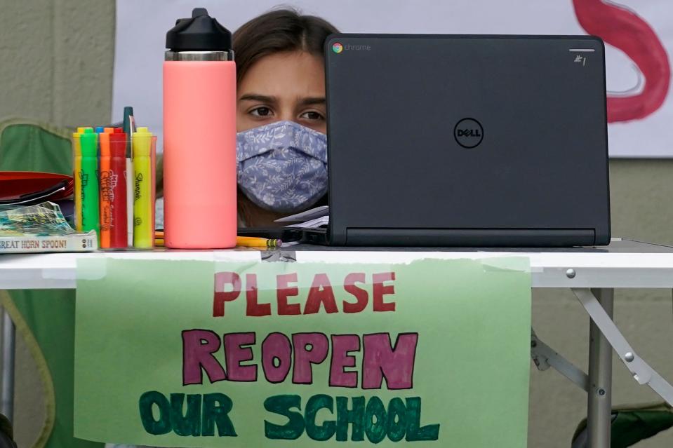 A student on Feb. 18, 2021, in San Francisco.