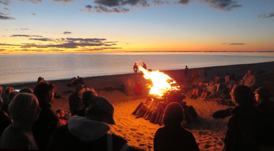 A sunset bonfire at Corn Hill Beach in Truro.