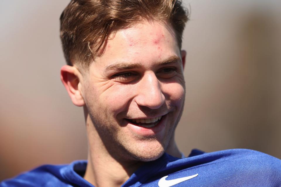 Quarterback Kedon Slovis talks with media after the Cougars practiced in Provo on Friday, March 17, 2023. | Scott G Winterton, Deseret News