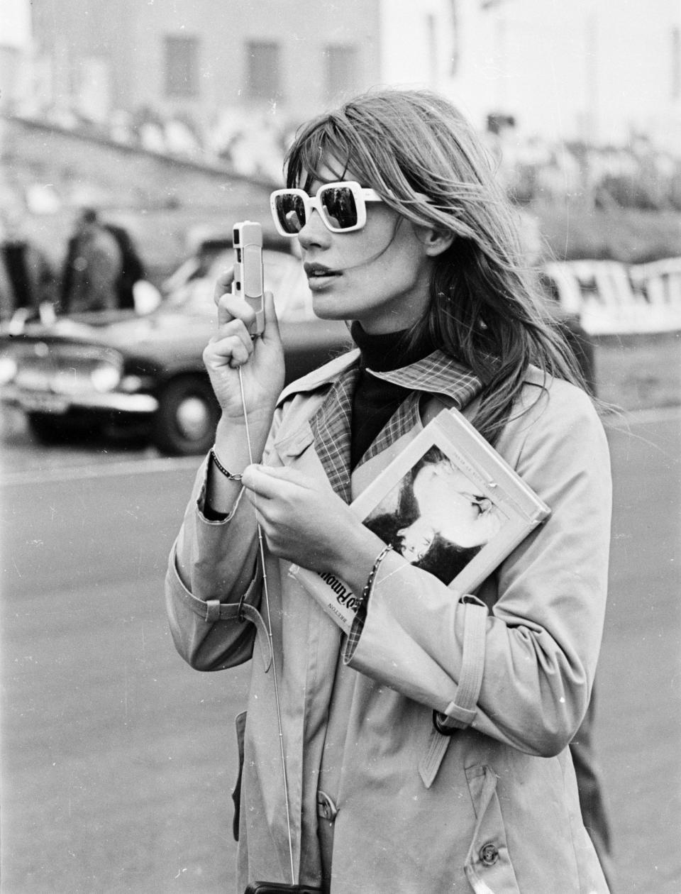 Francoise Hardy on the set of the 1966 film Grand Prix
