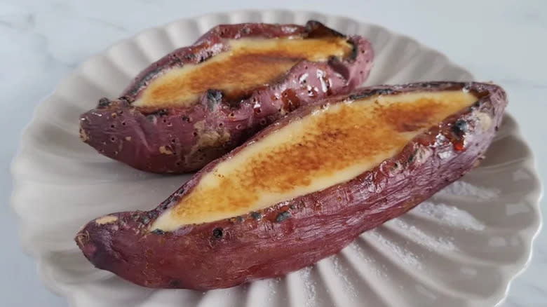 Creme brulee-topped baked sweet potatoes