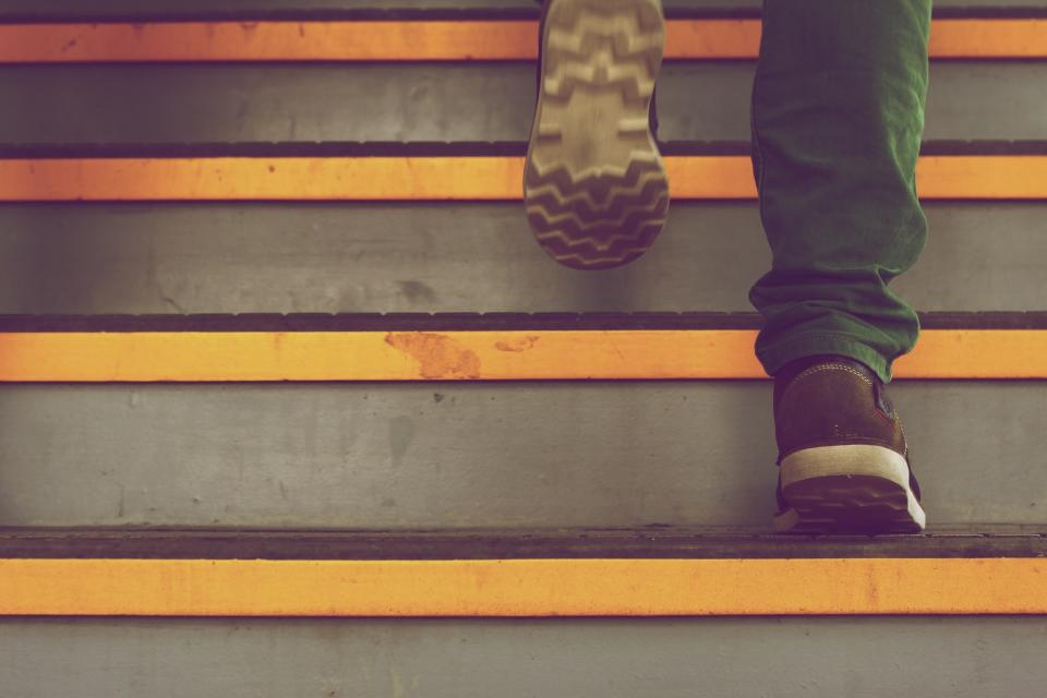 <p>Use the stairs, don't sit for too long at your desk and take a break every hour to stand up and move around. But be gentle and avoid anything that aggravates the pain [Photo: Pexels] </p>