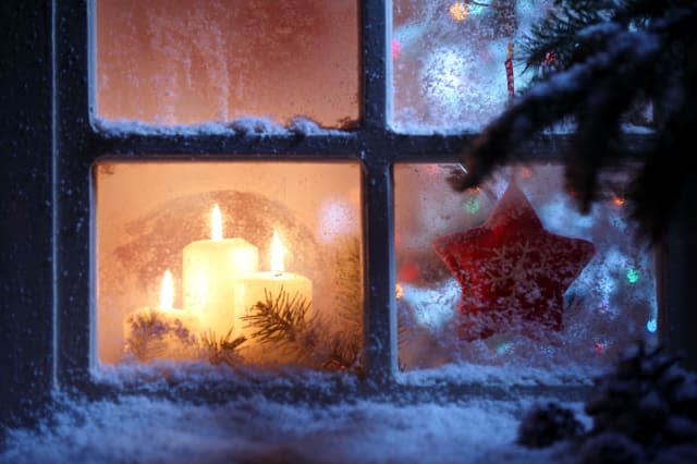 frosted window with christmas...