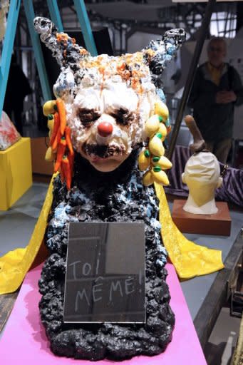 The statue intitled "Toi-mÃªme" by Arnaud Labelle-Rojoux is displayed during the exhibition "Les maitres du desordre" on April 10, 2012. Starting with an exploration of chaos, the journey turns to the shamans and voodoo priests who would channel its forces