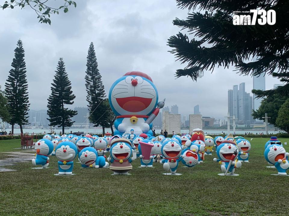 多啦A夢展覽在中山公園快閃　觀眾可留意今晚多啦A夢無人機表演惡劣天氣安排(am730記者攝)