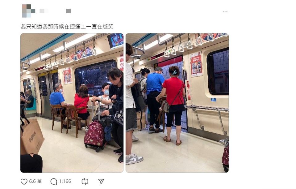 Social media buzzes over couple’s metro seating solution (Courtesy of Threads via TVBS News)