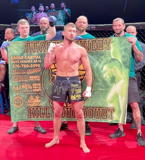 Wayne County's own Aaron Kennedy, a 2012 graduate of Honesdale High School, celebrates a dominating win on the professional MMA scene.